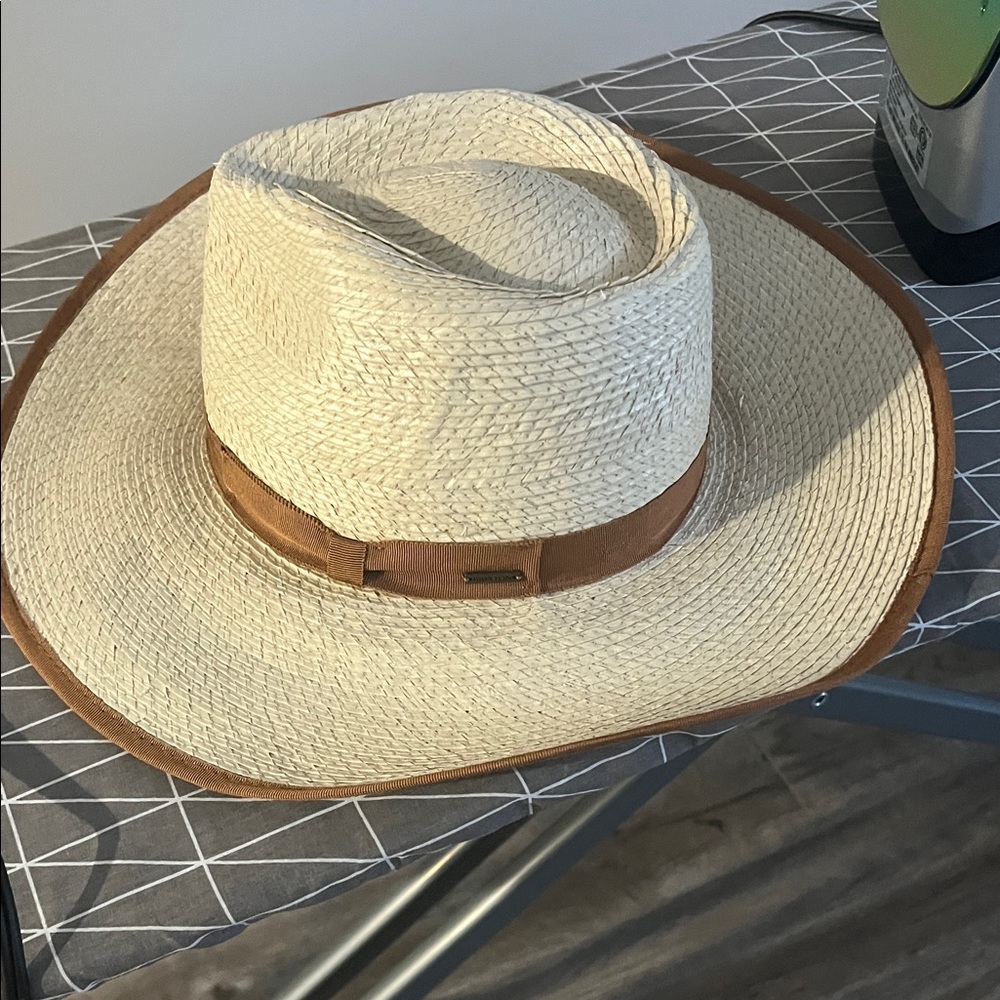Brixton Straw Rancher Hat with Brown Trim